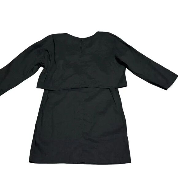 APIECE APART Bi-Level BLACK Navona linen blend 3/4 sleeves mini Dress SIZE 6 - Picture 4 of 7